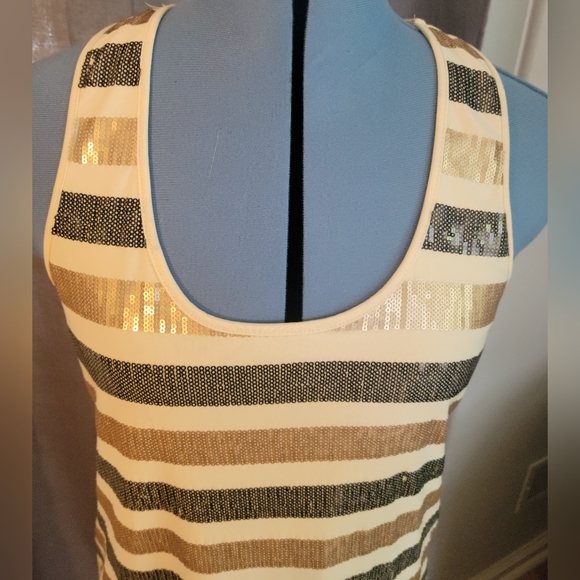 Cream Dress with black and gold sequins - Picture 2 of 7